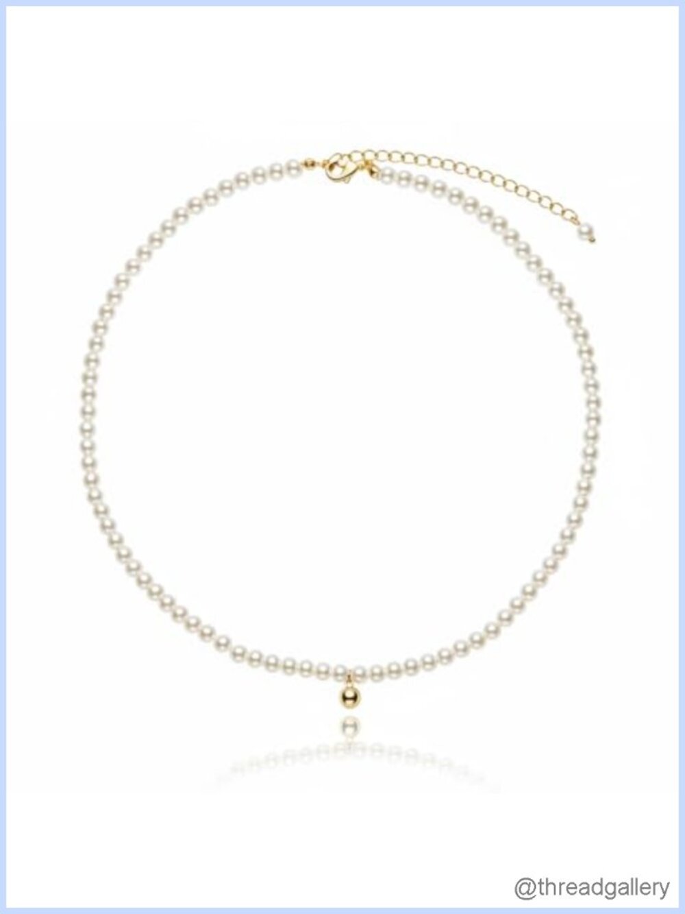 4mm Round Pearl Strand Necklace Gold Plated Cable Chain Lobster Clasp
